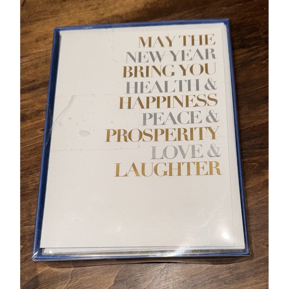 10 Crane & Co. Luxury Cards Lined NEW YEAR Silver Gold Hand Engraved Box Holiday